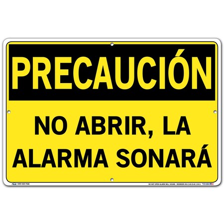 Vestil Aluminum Composite Sign, 12-1/2" Height, 18-1/2" Width, Aluminum Composite, Rectangle, Spanish SI-C-60-D-AC-130-S
